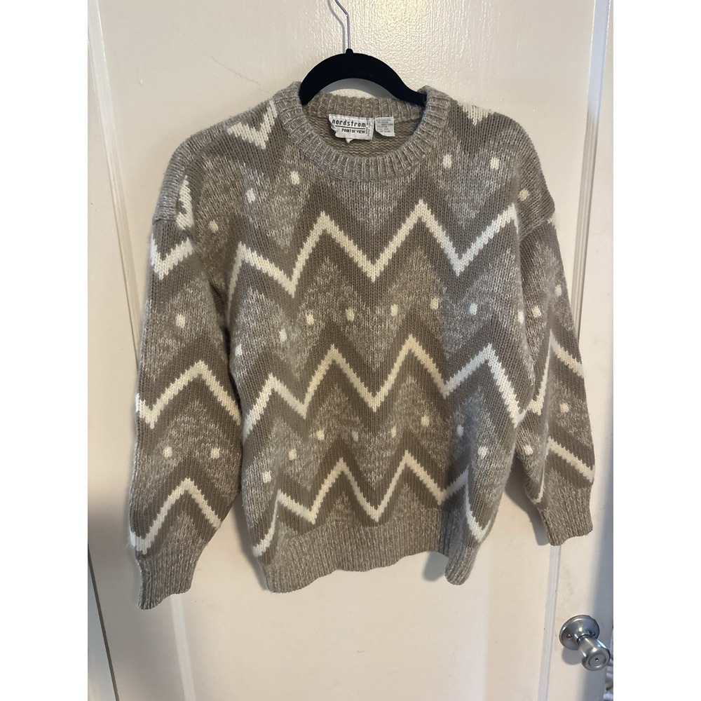 Vintage Nordstrom Point of View Wool Angora Blend Sweater Women's Small Gray